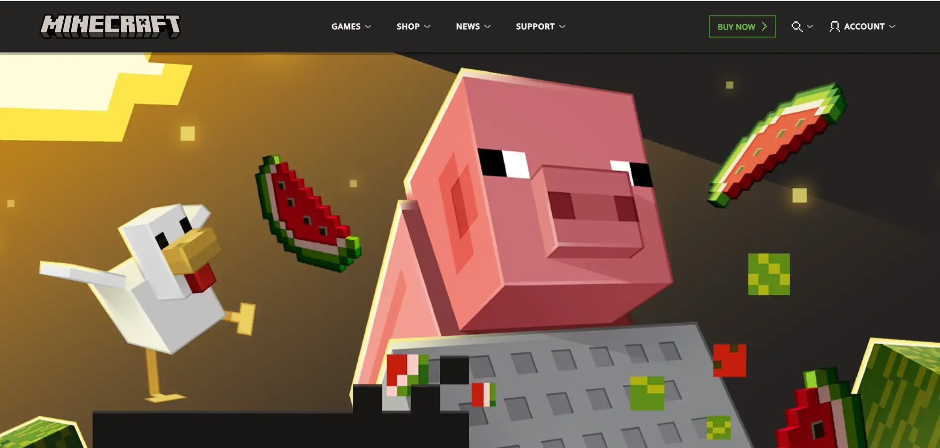 Homepage of Minecraft