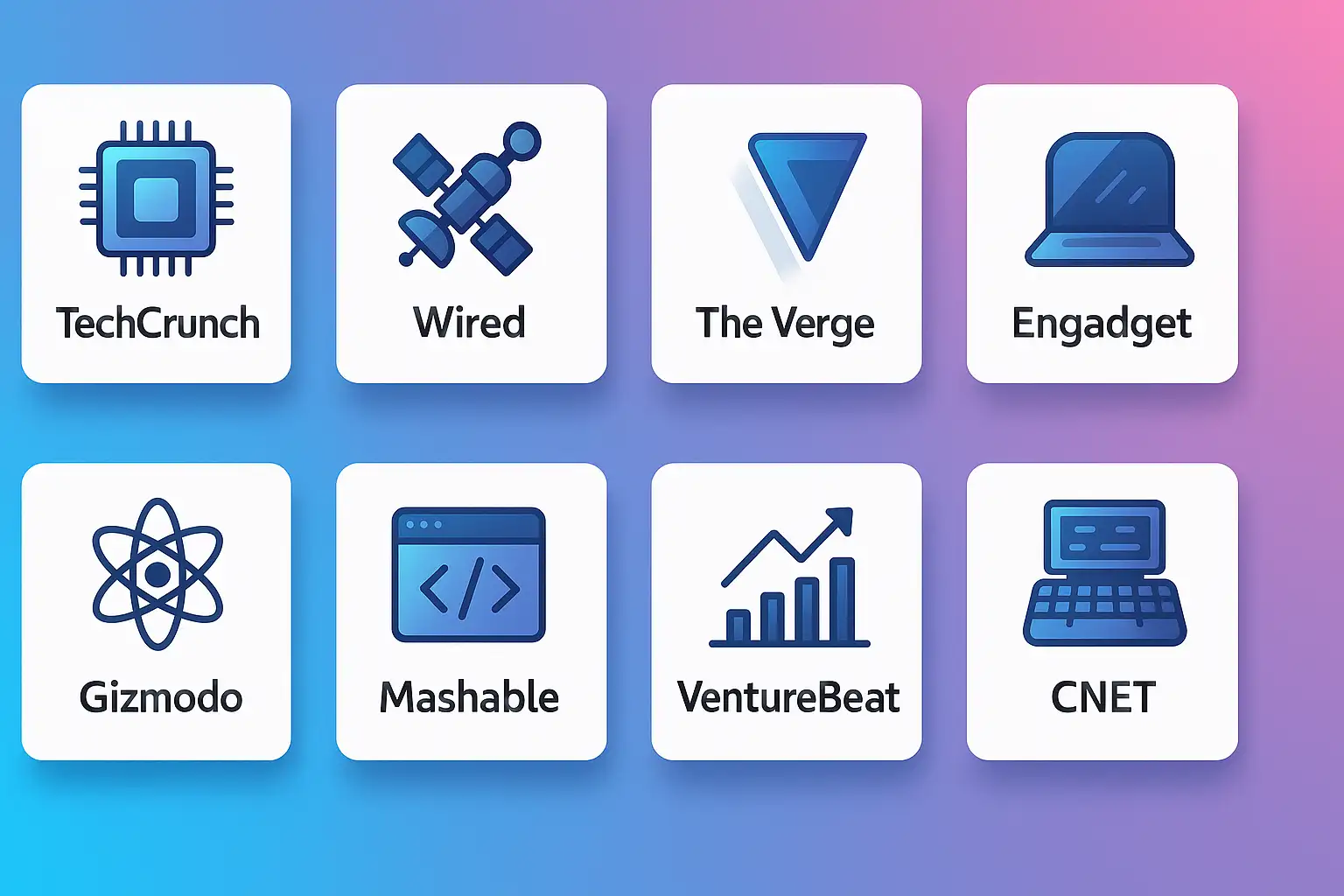 Stylized card icons representing the top 10 tech blogs of 2025