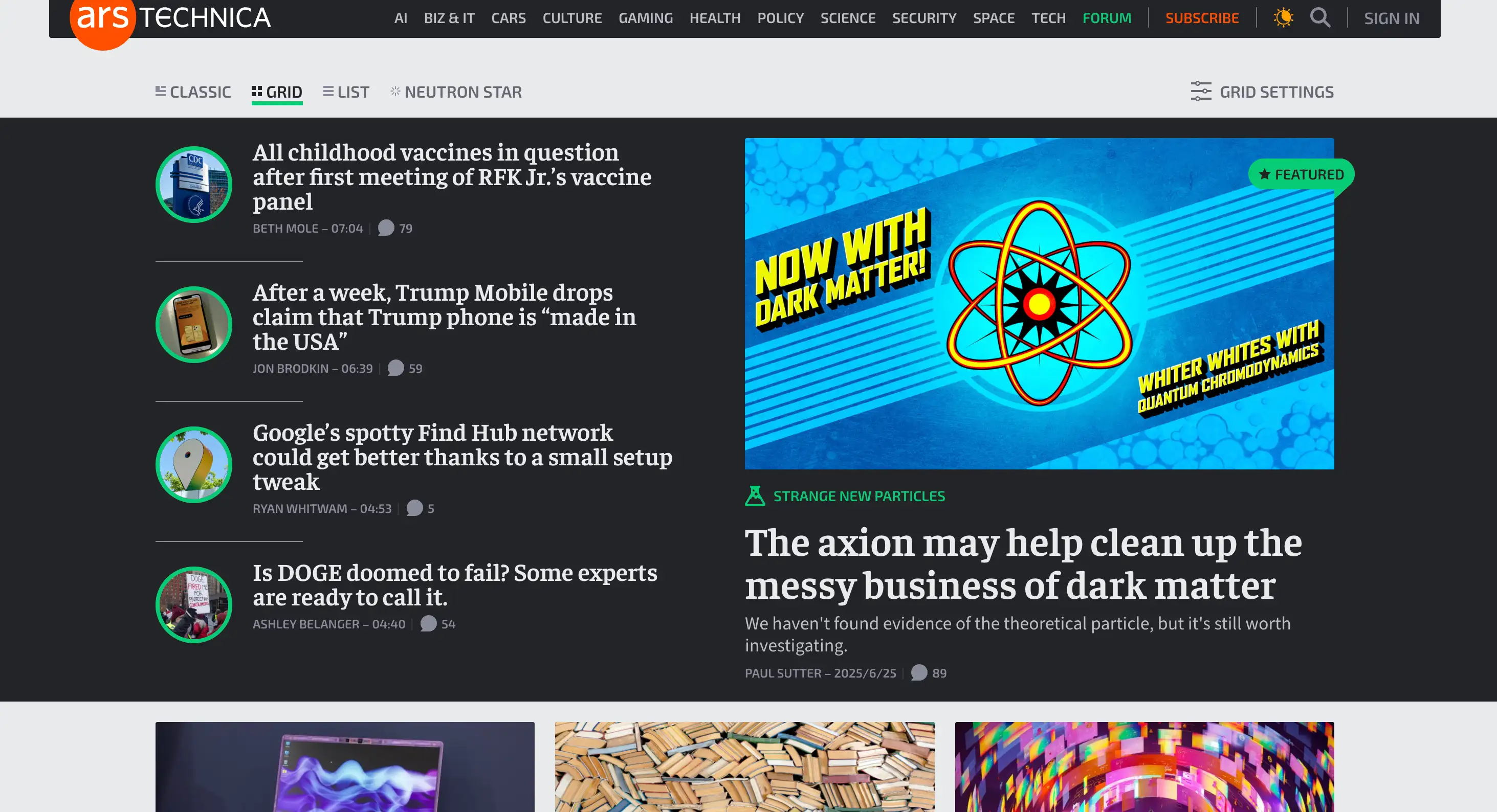 ars technica homepage