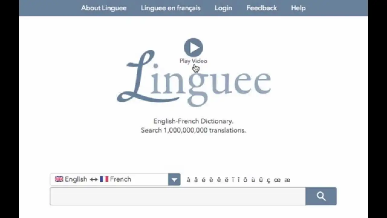 Dictionary Linguee's homepage