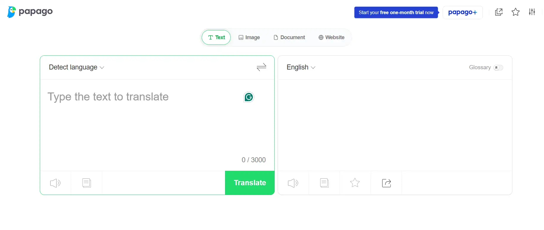 Naver Papago's homepage