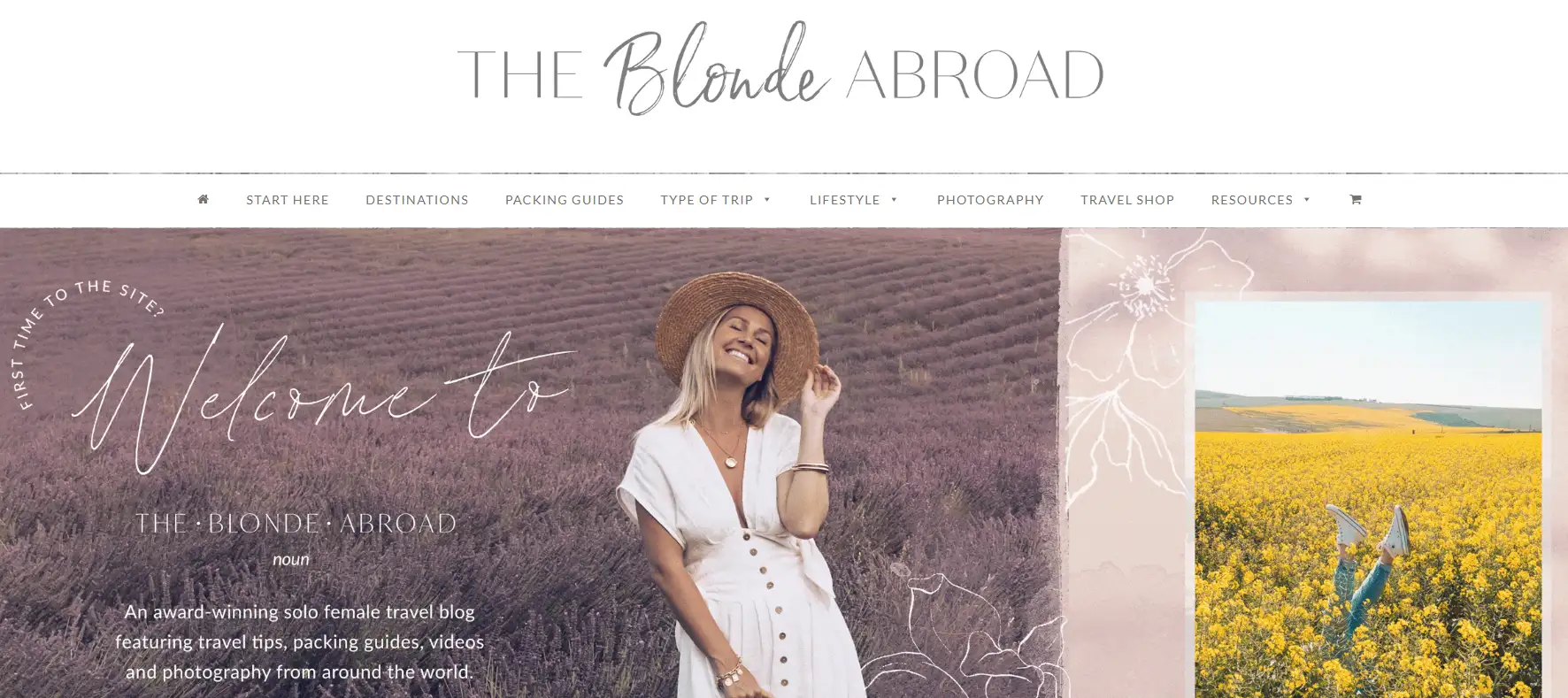 The homepage of The Blonde Abroad travel blog website