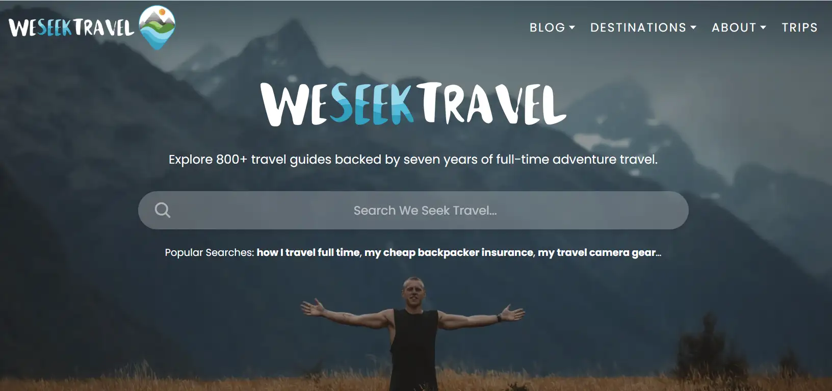 The homepage of the We Seek Travel travel blog website