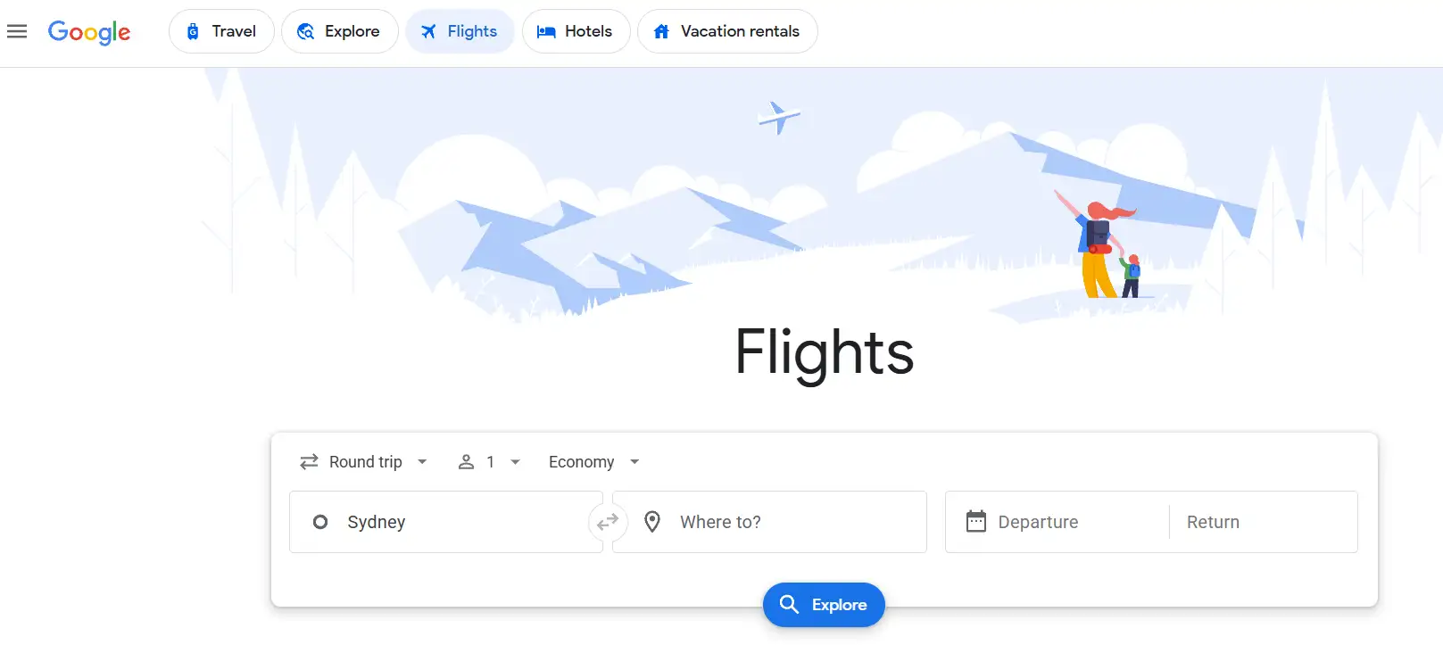 website of google flight