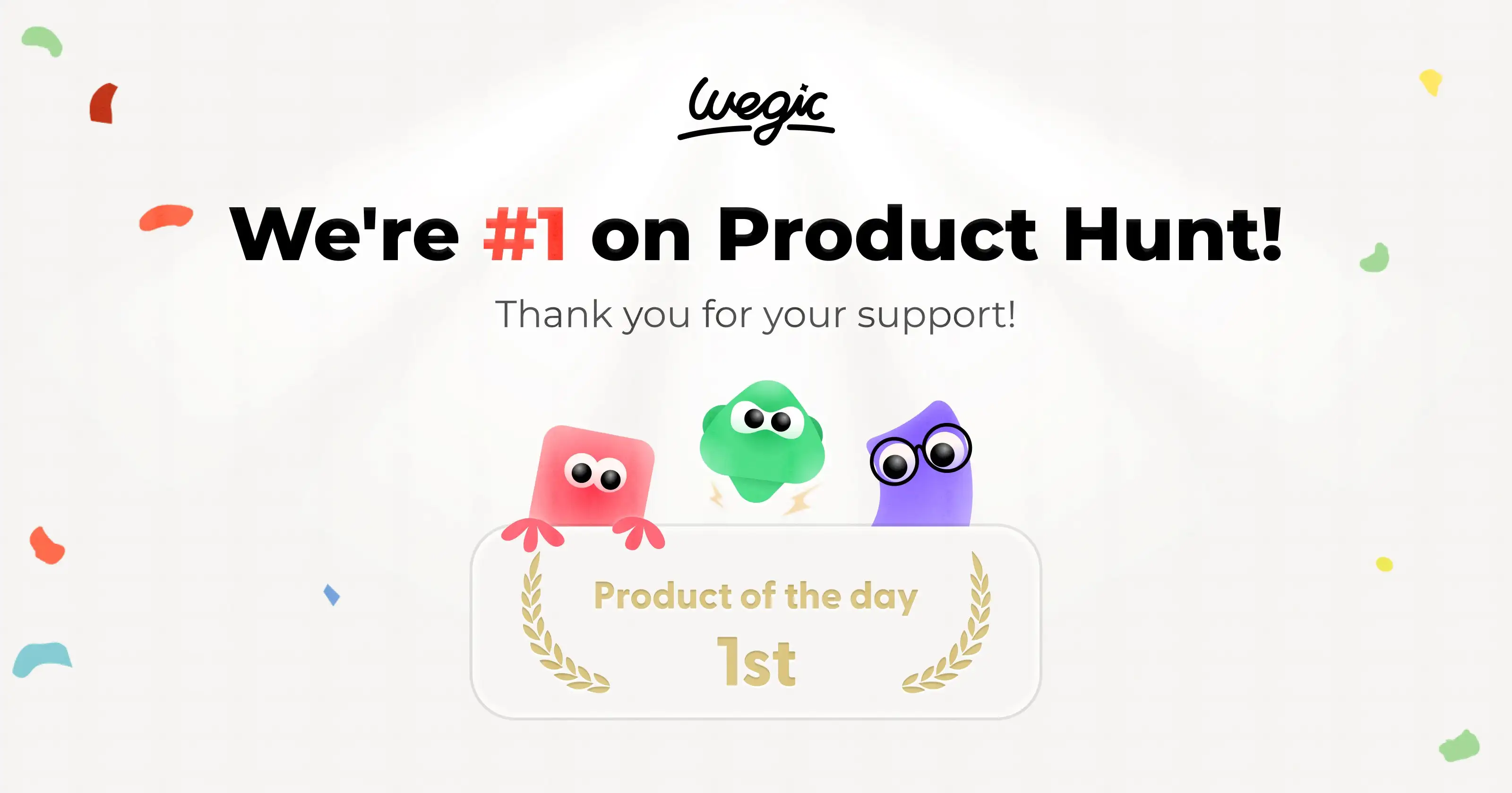 celebration for wegic's on product hunt