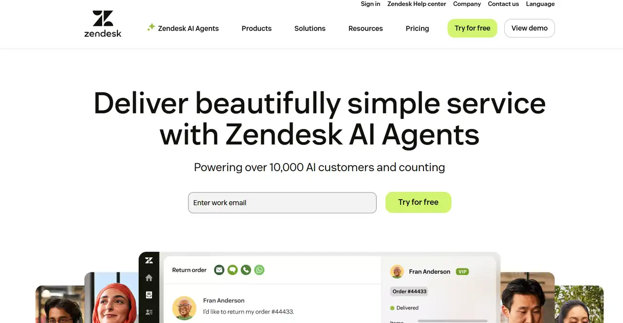 zendesk’s website is modern and tidy