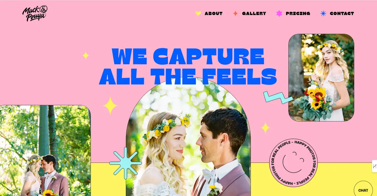 photography website with wedding and portrait photography