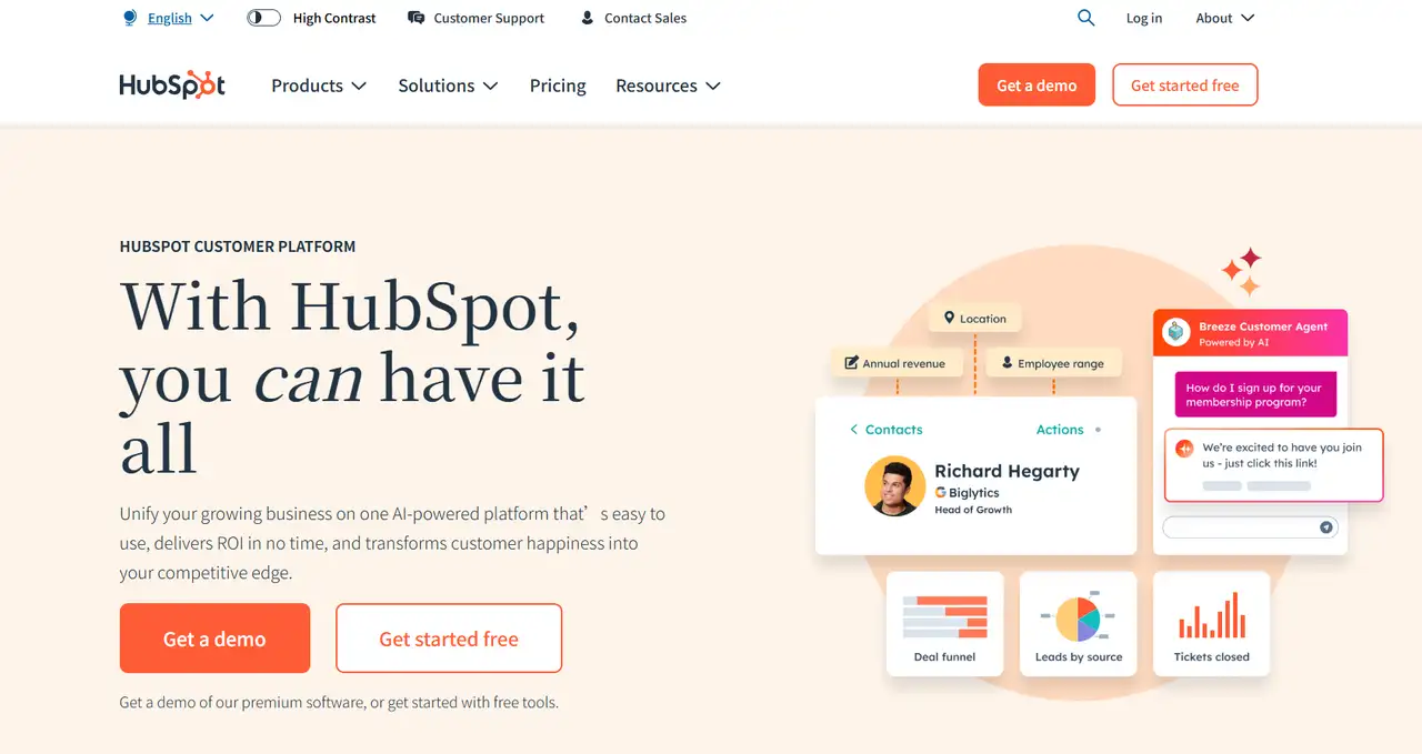 bright orange and blue saas website design