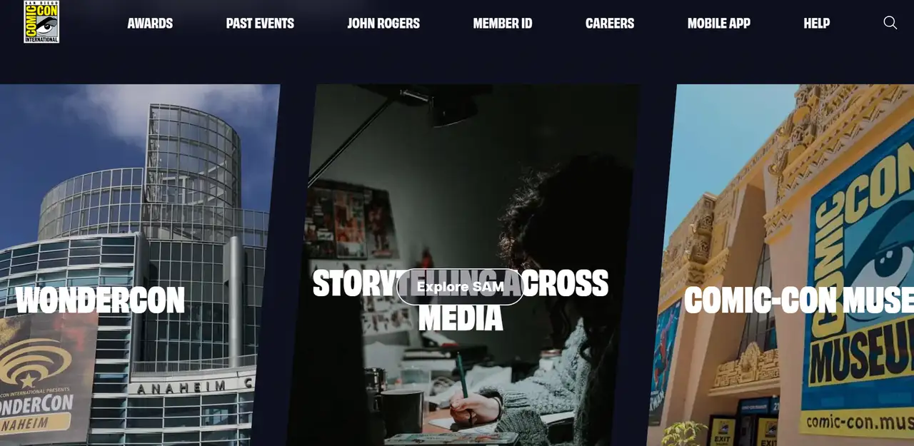 website continues to use the playful approach popular with Comic-Con fans