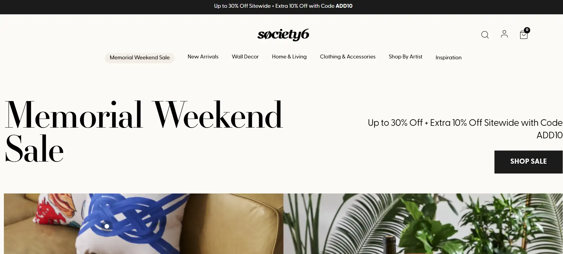 Homepage of Society6