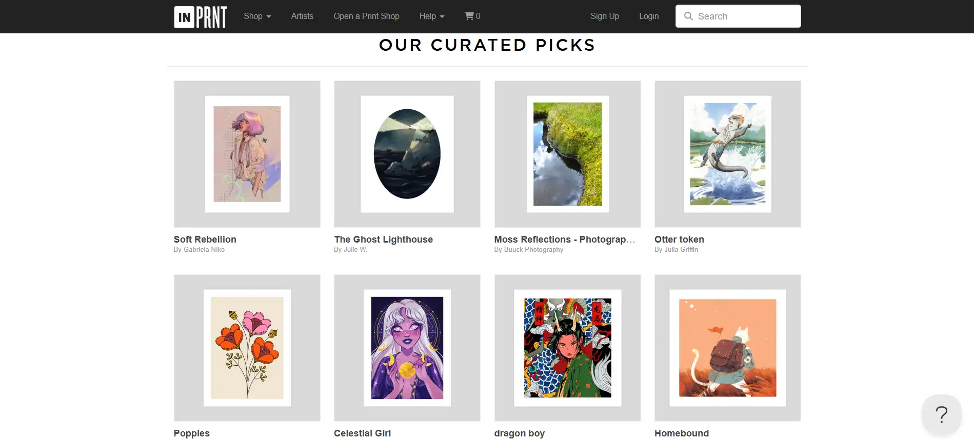 Homepage of Inprnt