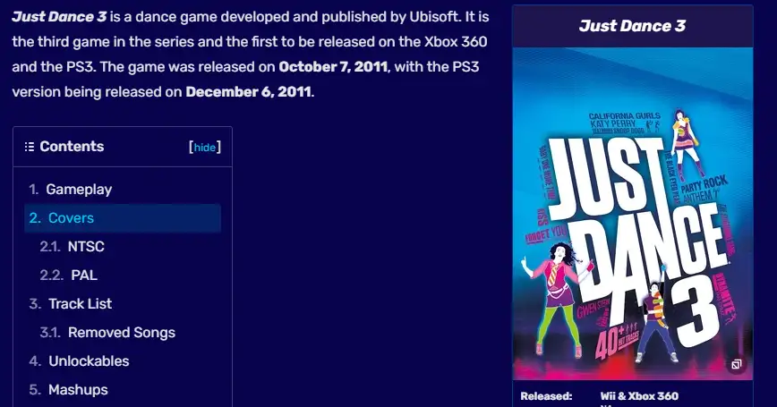 Just Dance 3 homepage