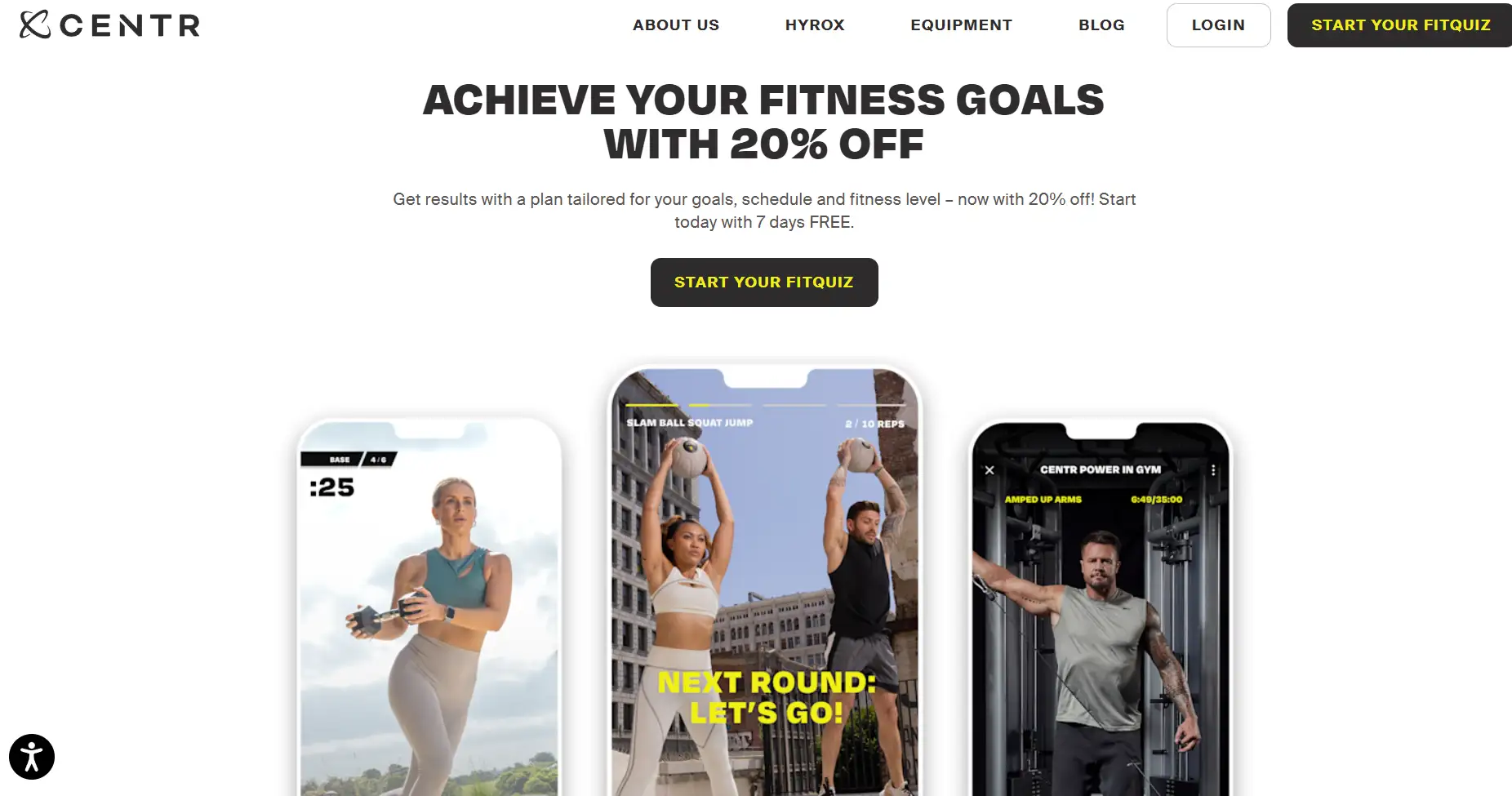 Centr Fitness App Homepage
