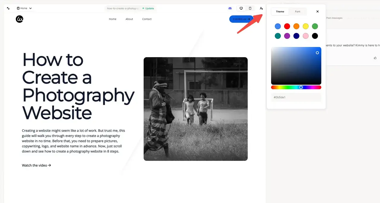 custom website's color
