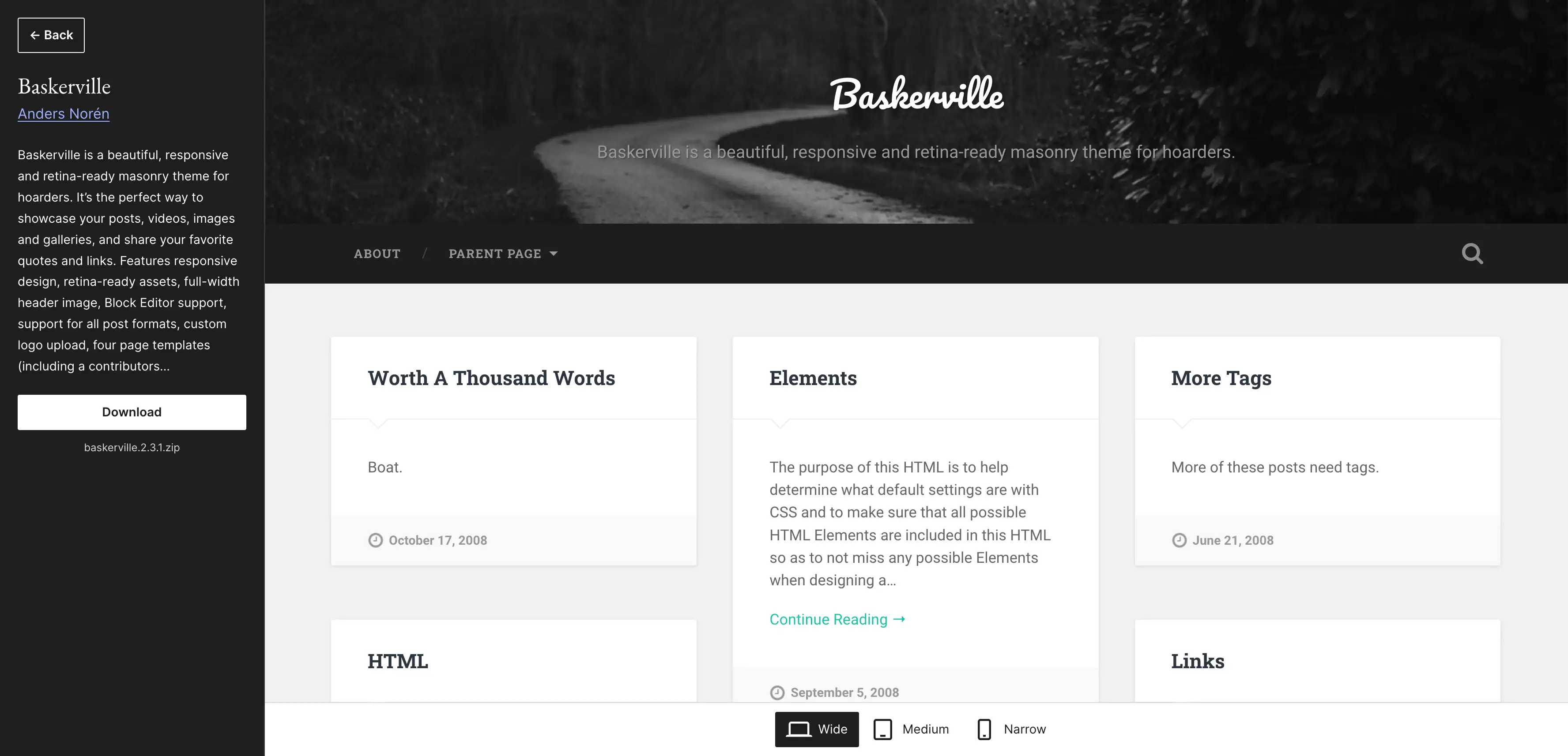 bakerville clean grid blog template