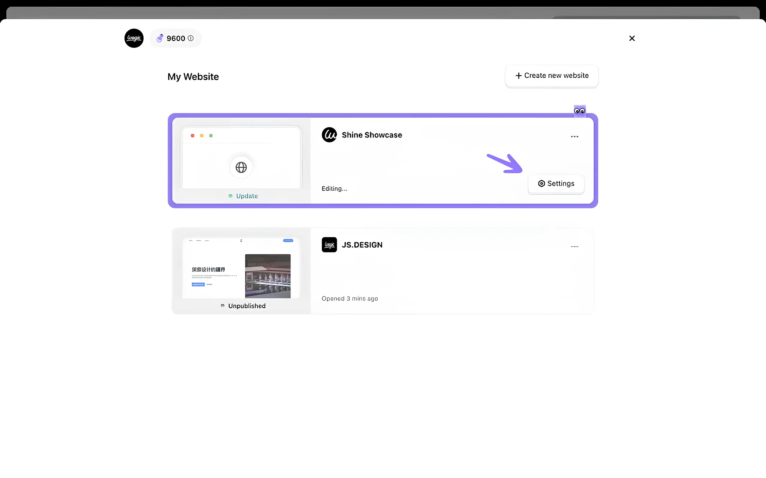 buttons for managing your website