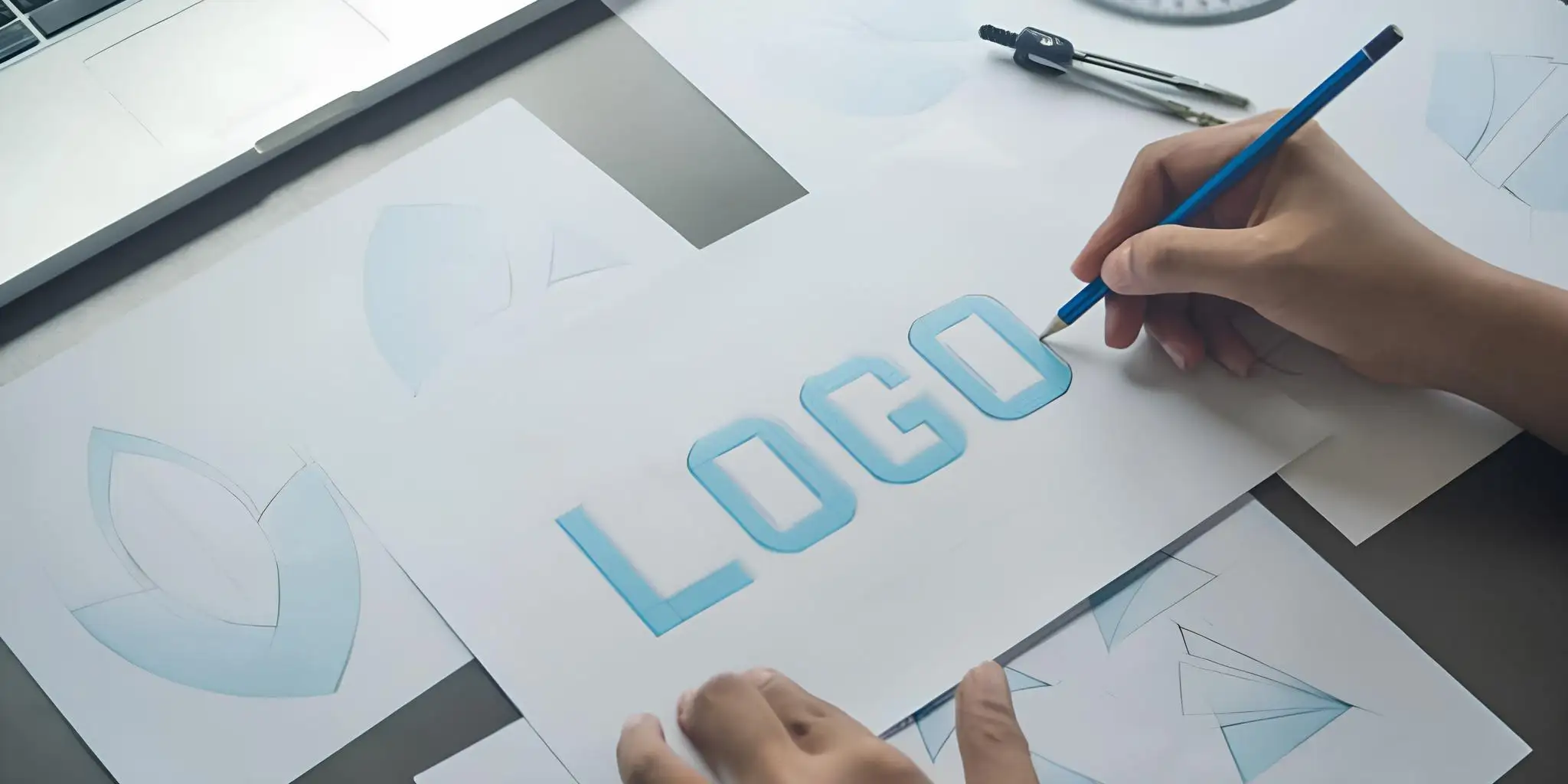 a person designs a logo on a sketch