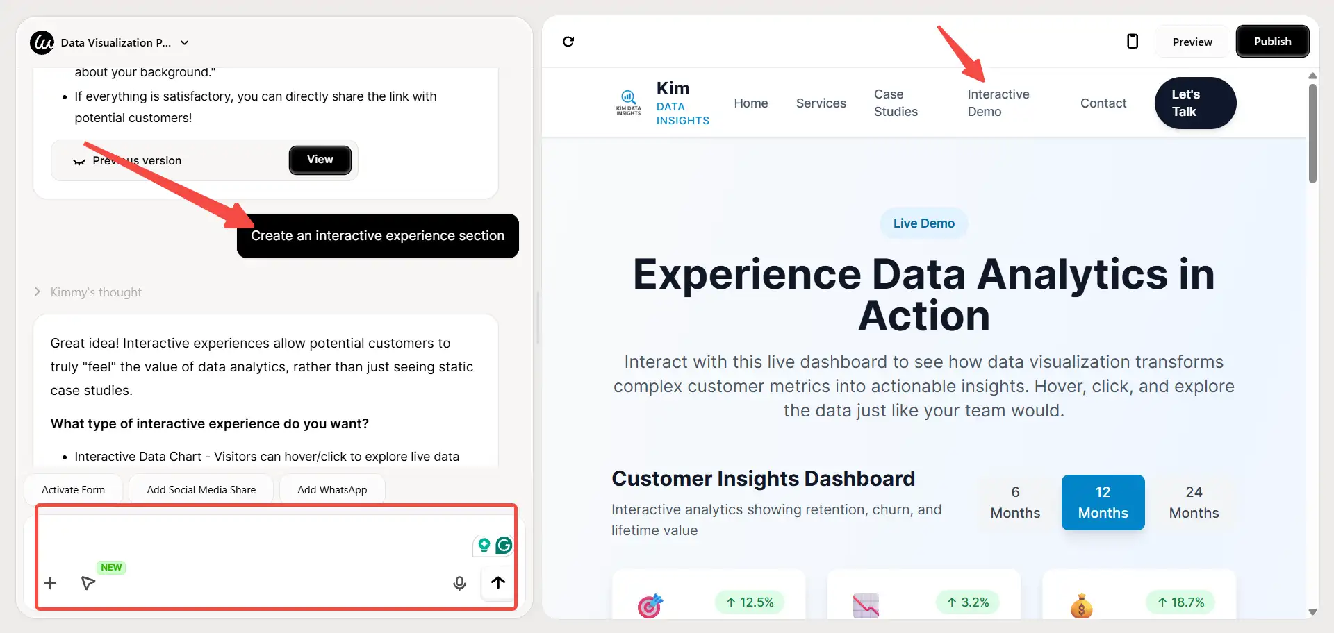 Create an interactive website Create an interactive website