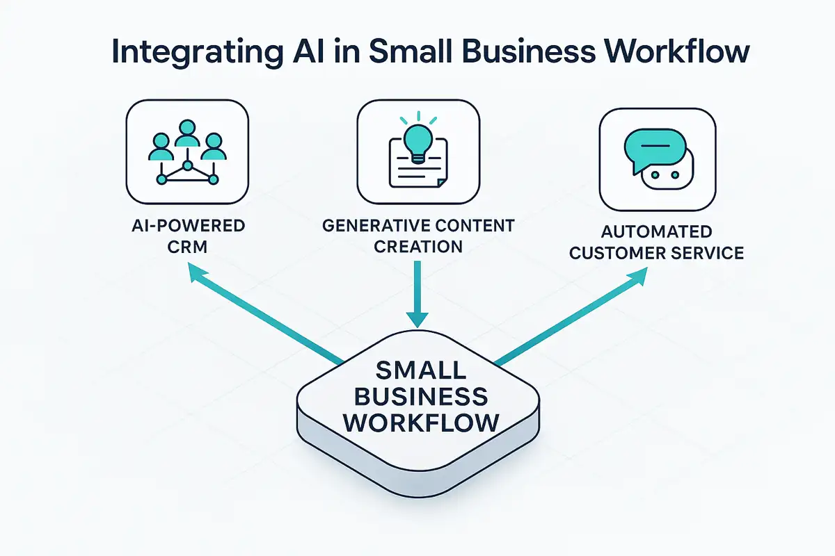 Diagram showing AI integration for small businesses, a key service website idea