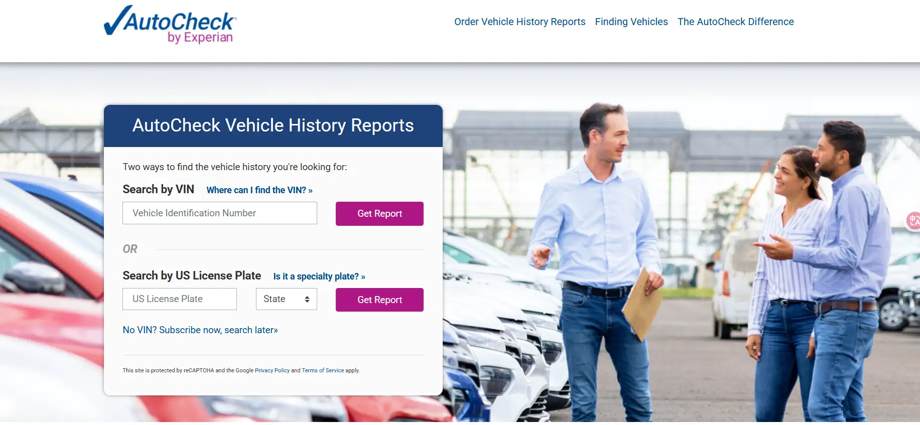 AutoCheck homepage