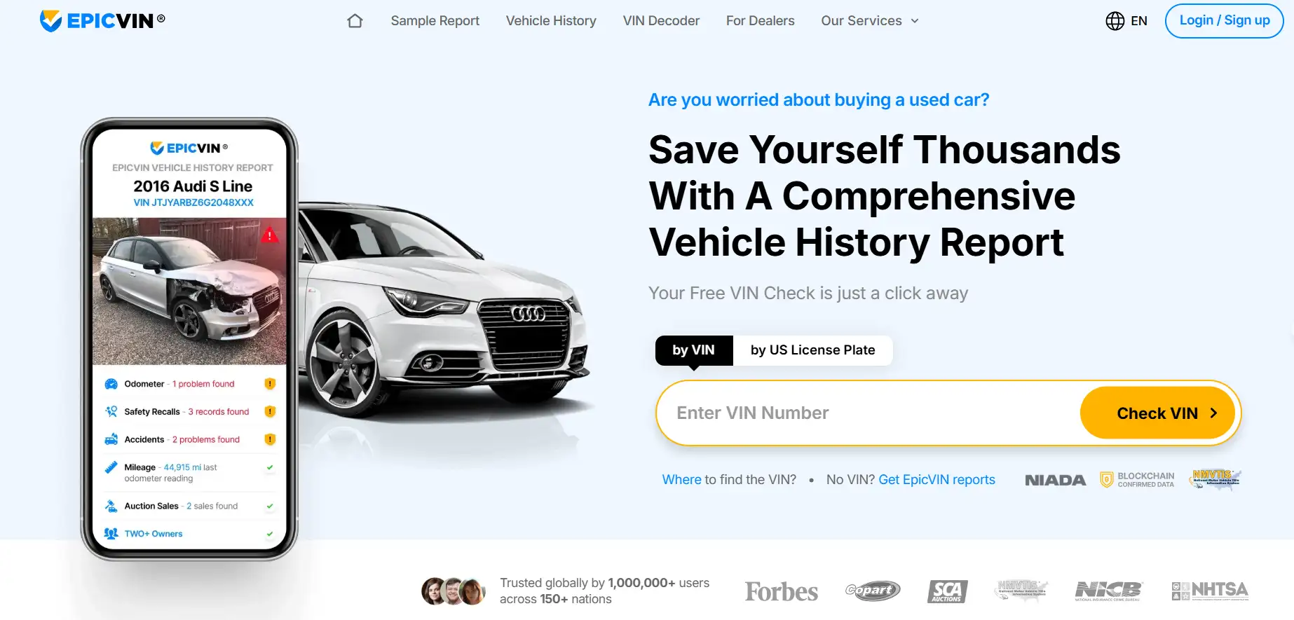 EpicVIN homepage
