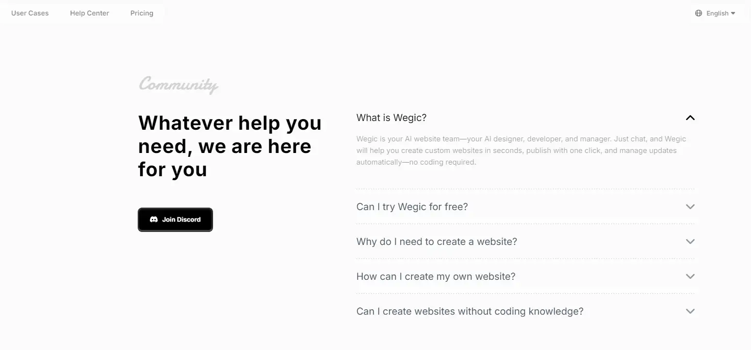 Wegic web page