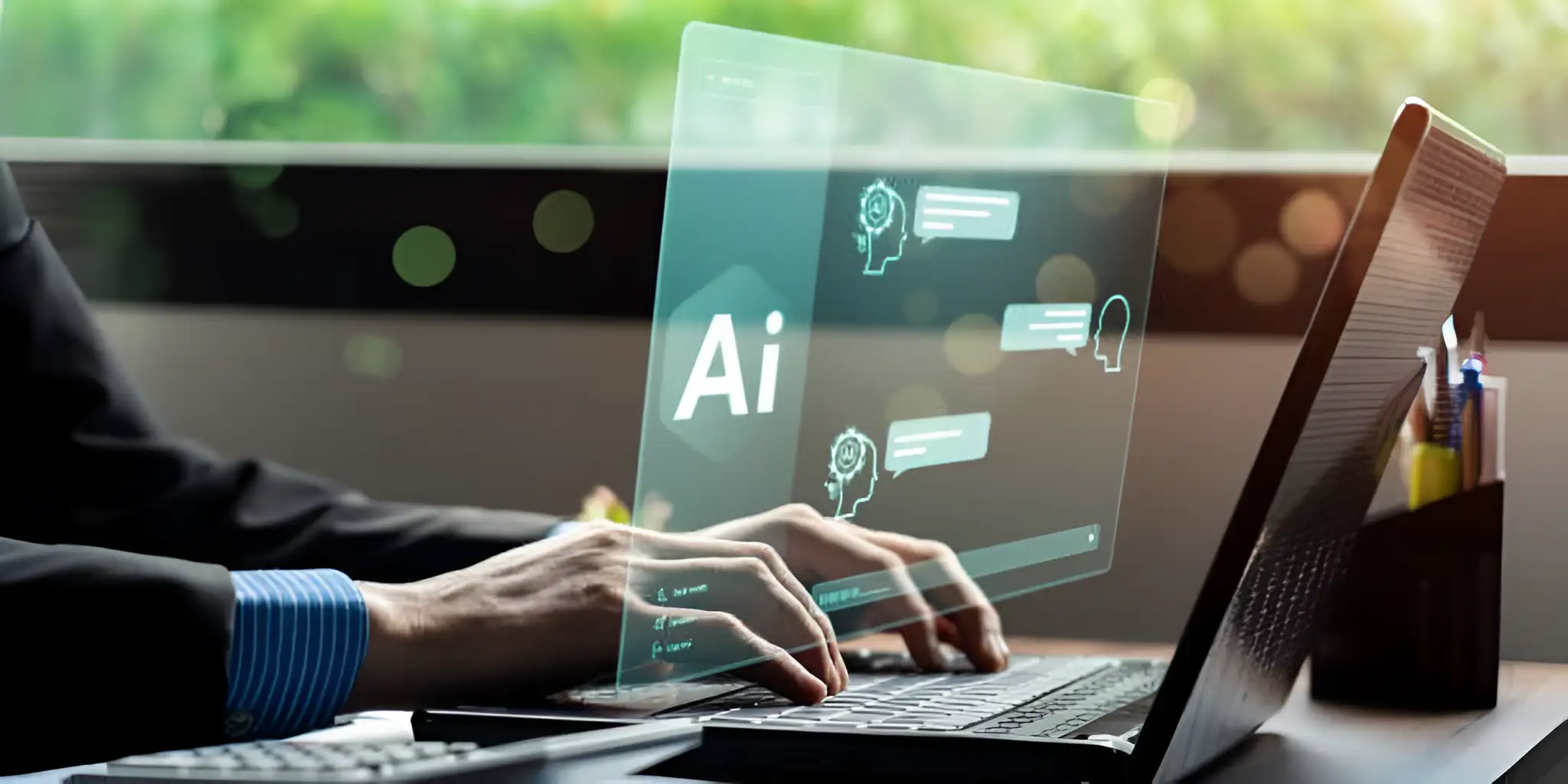 man working with ai tools on computer