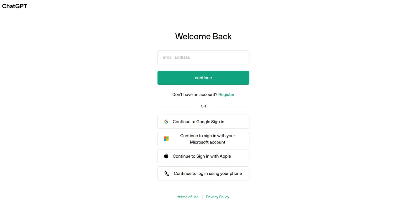 log in to an openai account