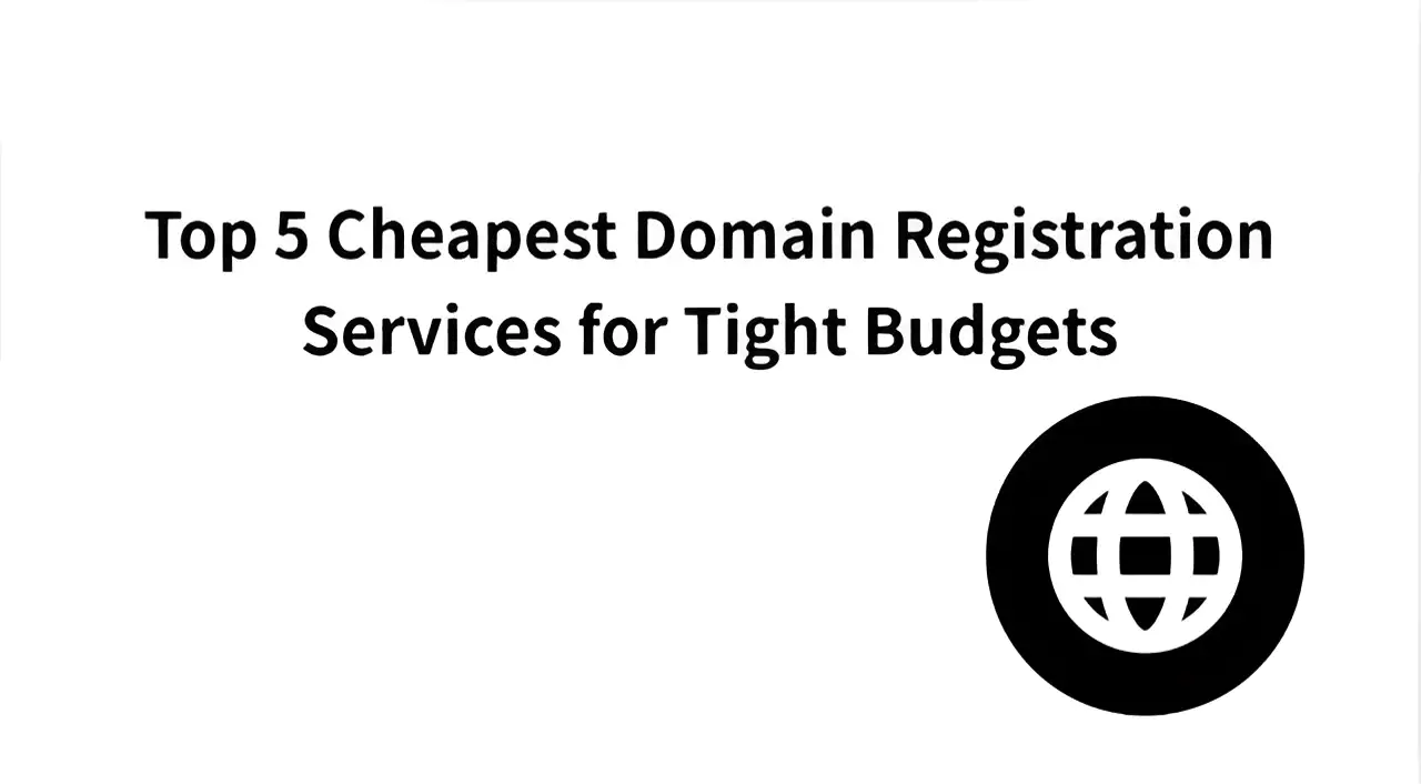 the cheapest domain name registration is written next to a circular web logo
