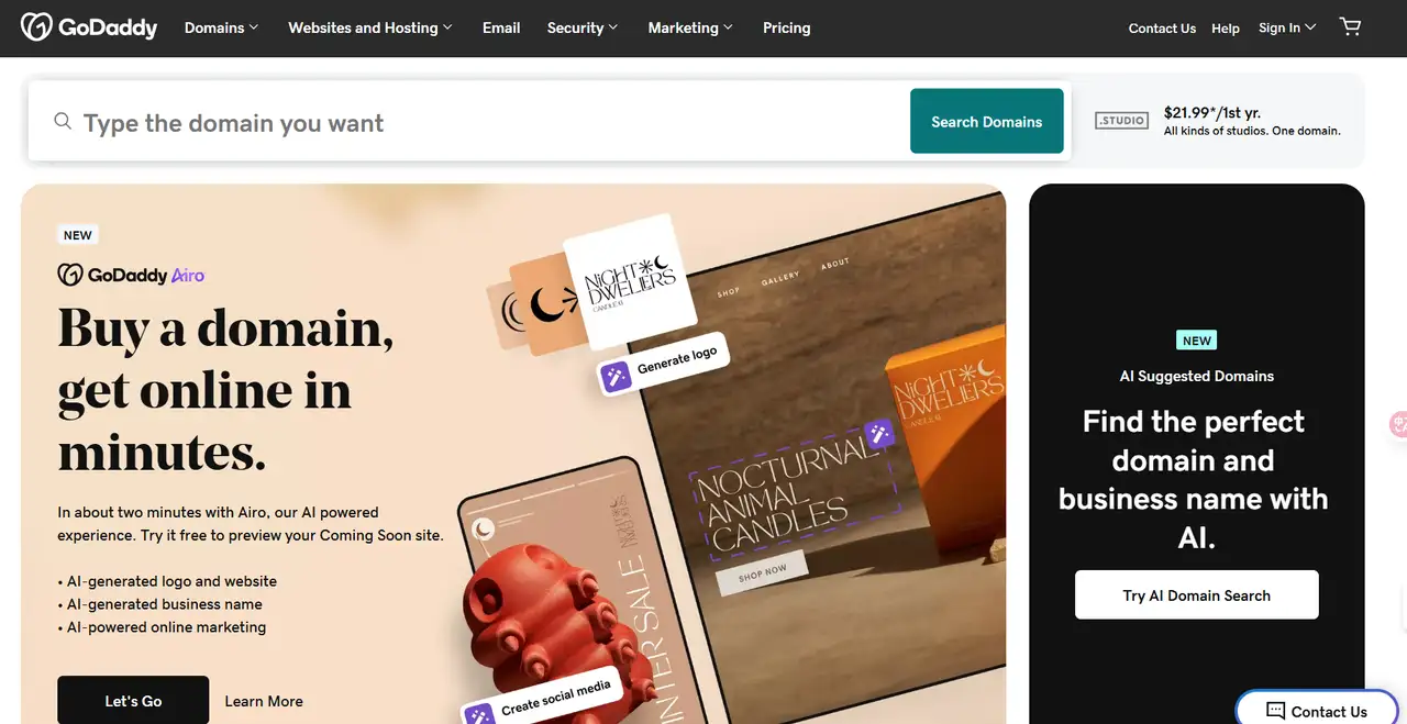 godaddy homepage