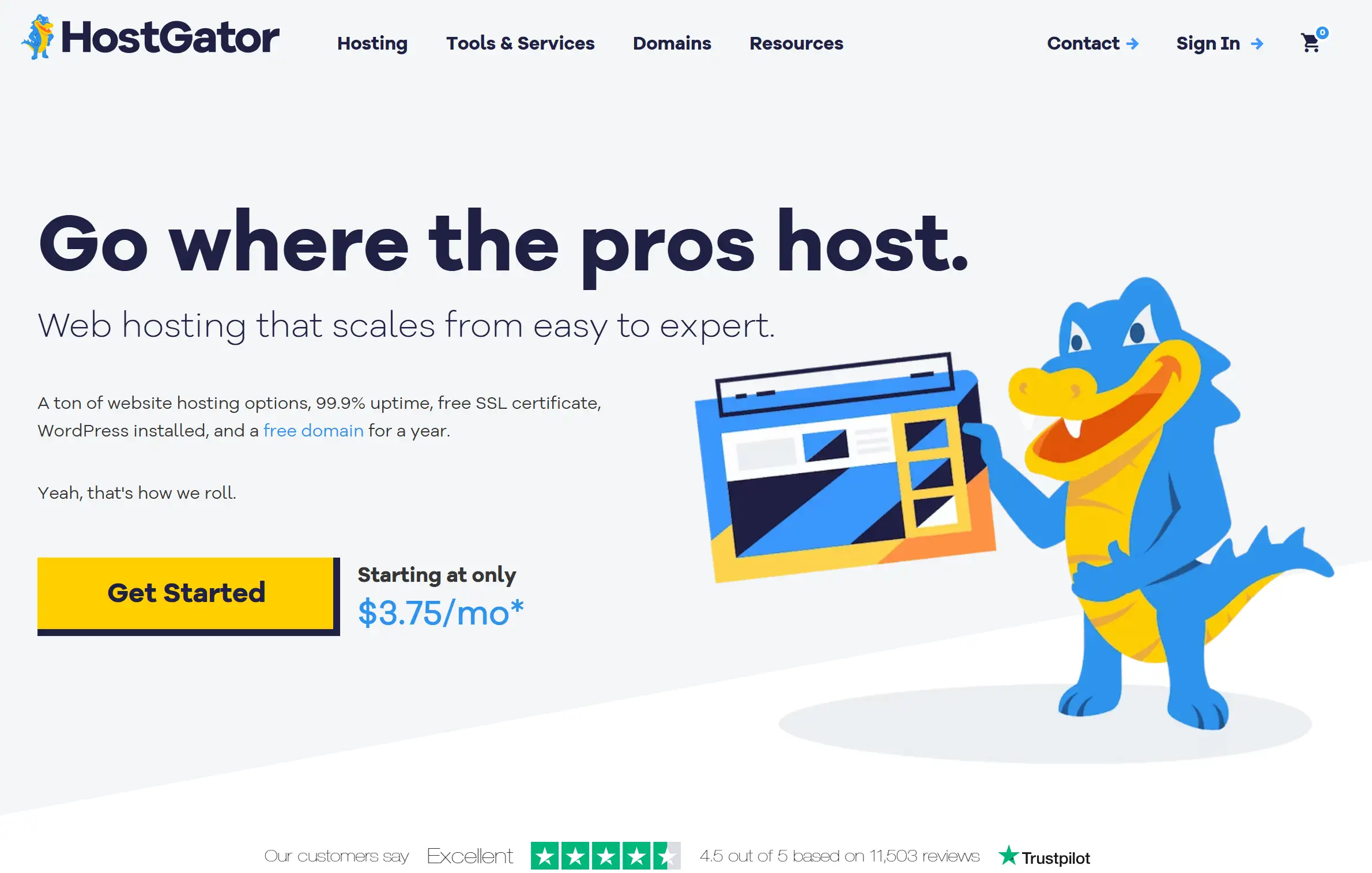 hostgator's homepage