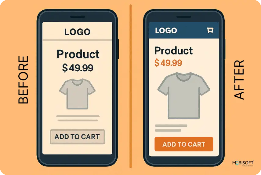 two versions of a clean and vertically oriented mobile checkout flow