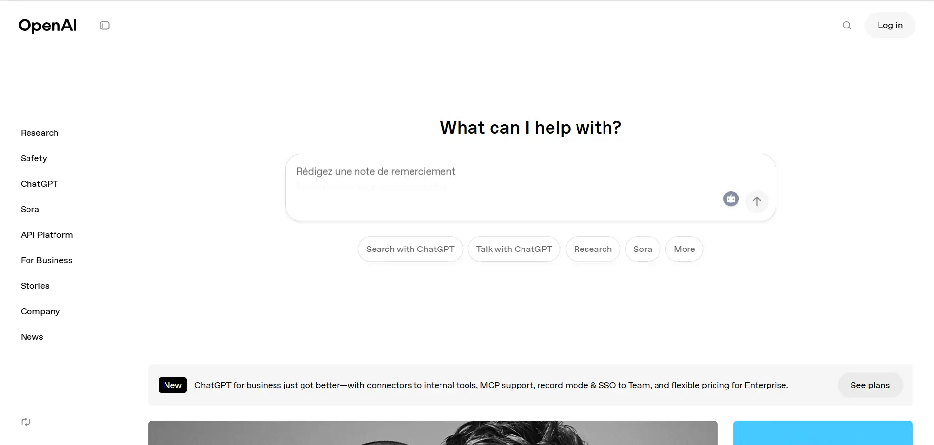Homepage of OpenAI