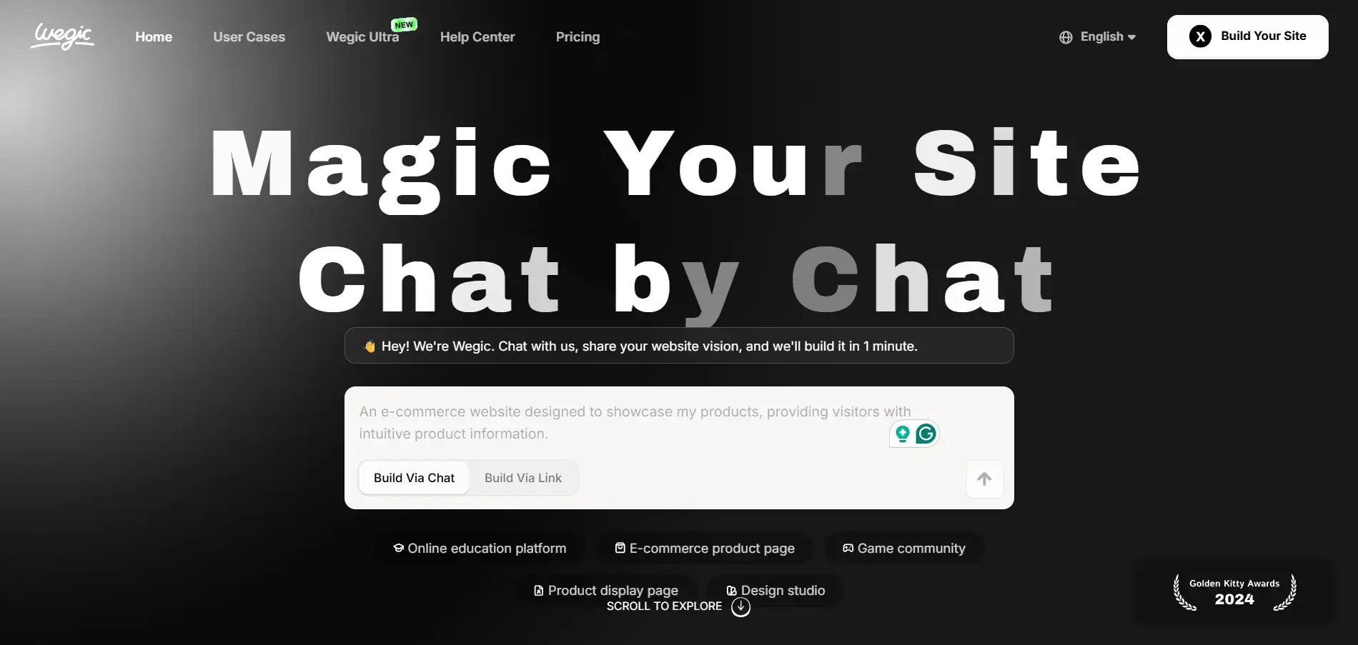 Homepage of Wegic