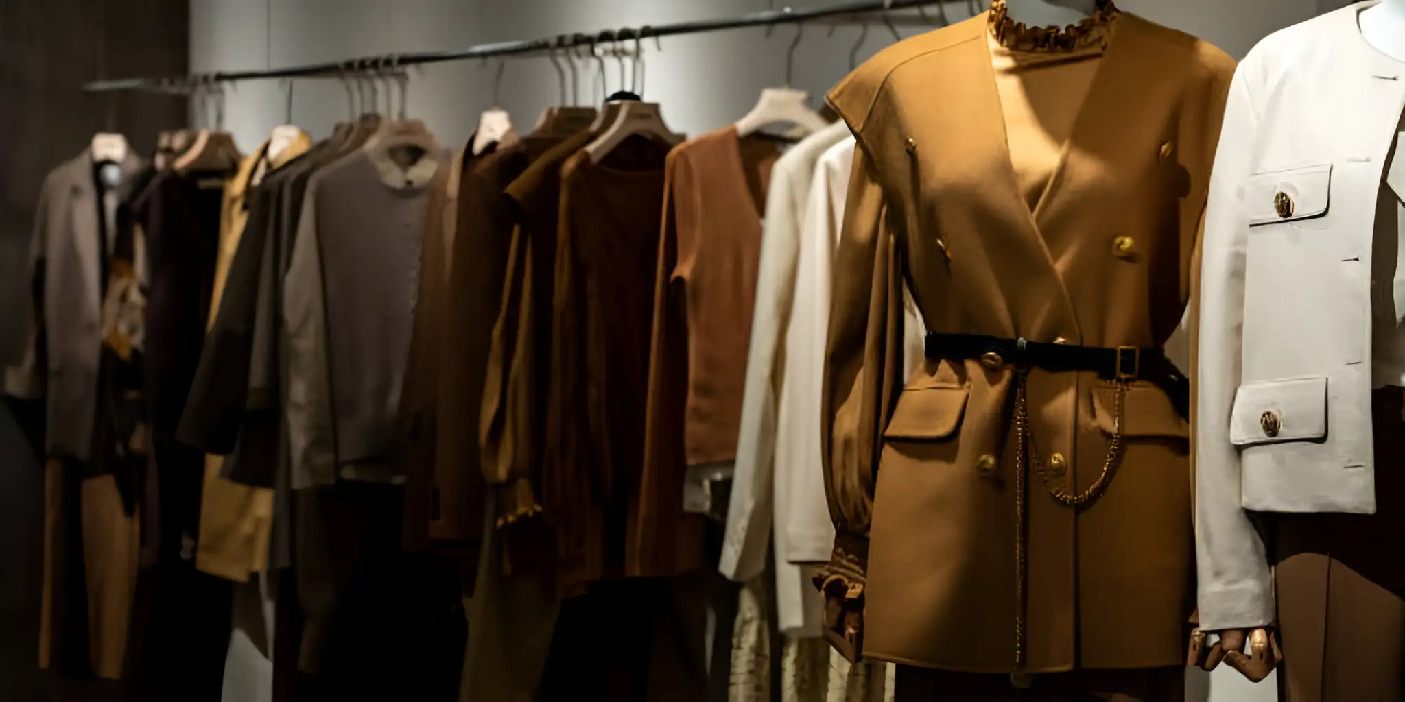 high quality clothing hanging on hangers