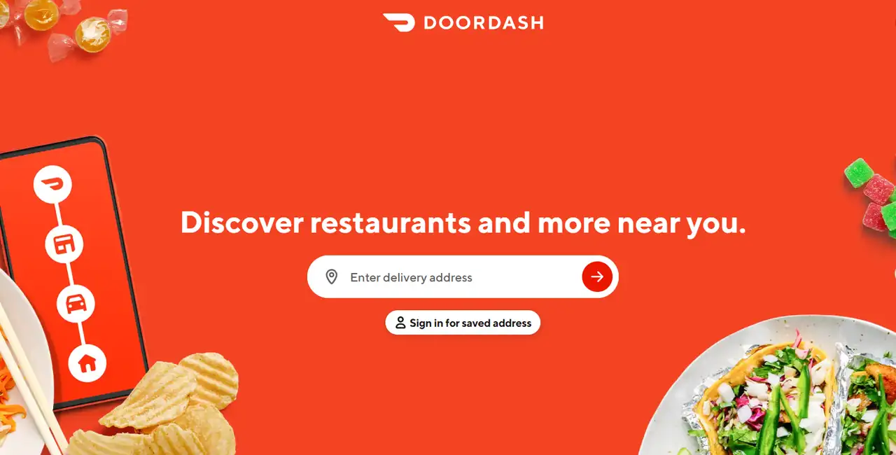 doorDash's website landing page