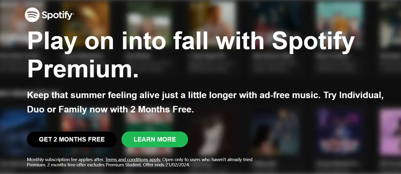 spotify premium landing page