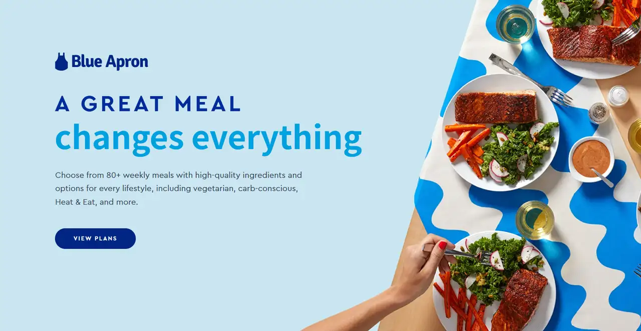 blue apron's landing page