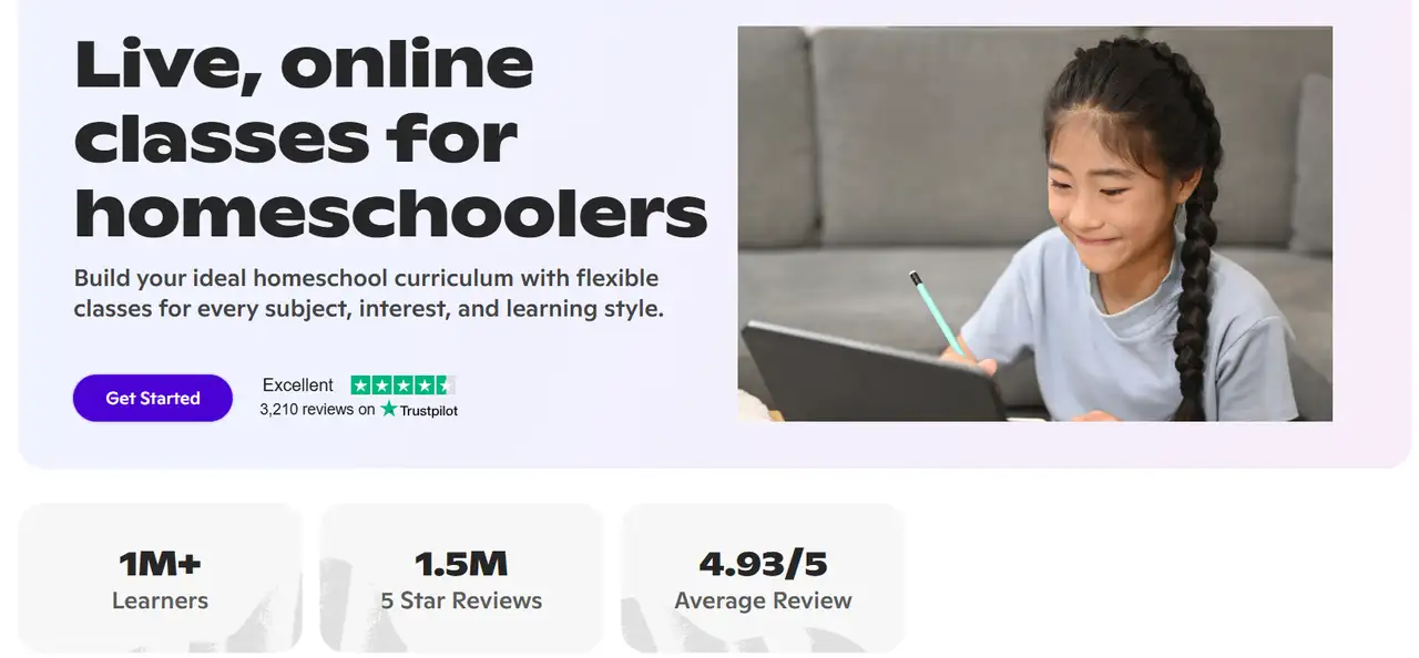 landing page is made for families who teach their kids at home