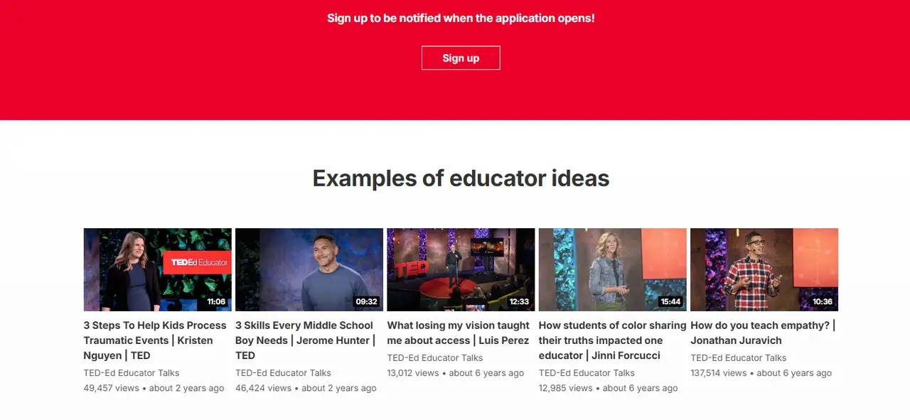 ted-ed’s landing page is easy to use and looks nice