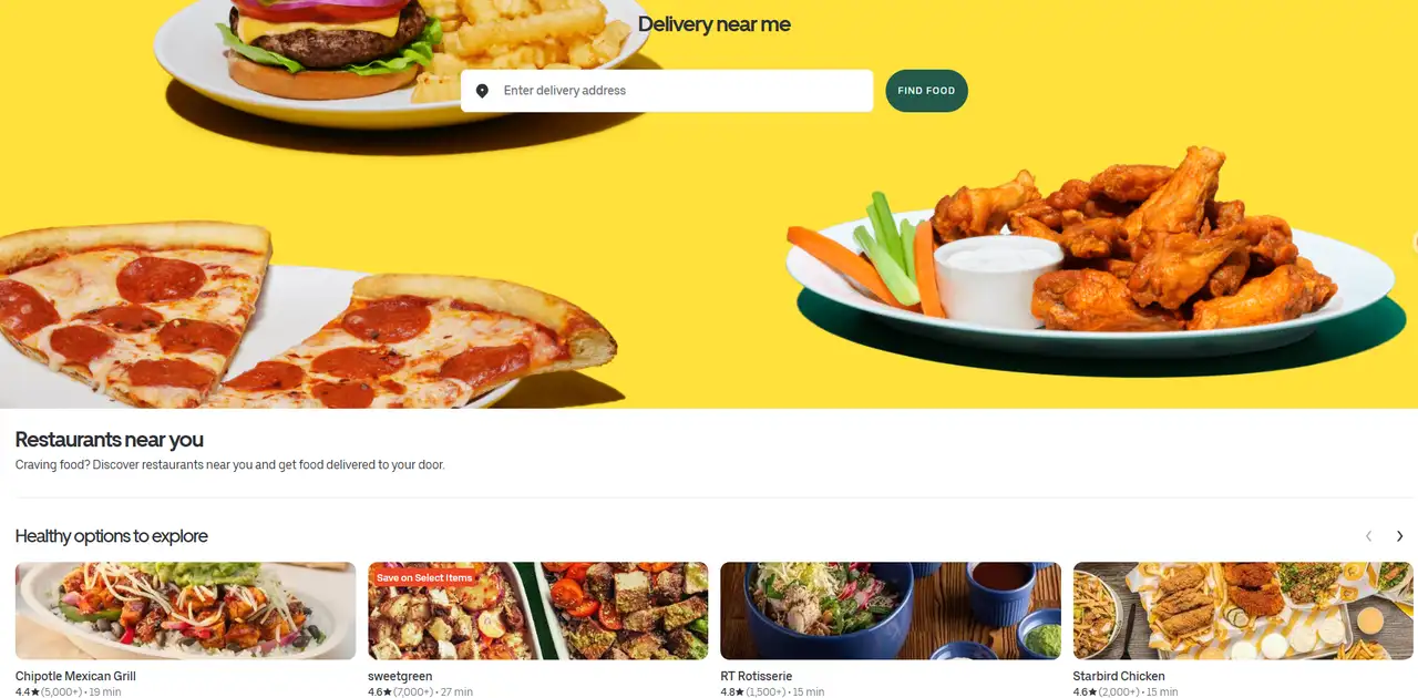 landing page of postmates