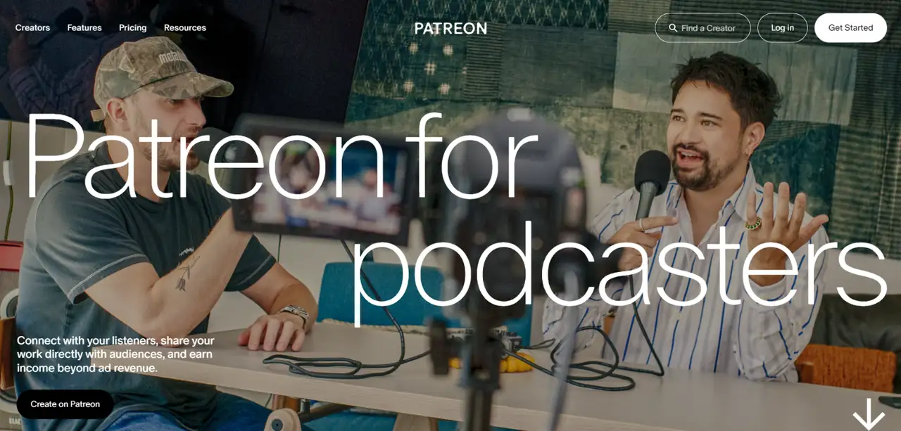 patreon for podcasters's landing page
