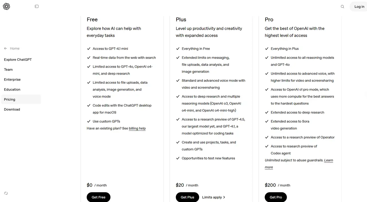 different price plans at chatgpt