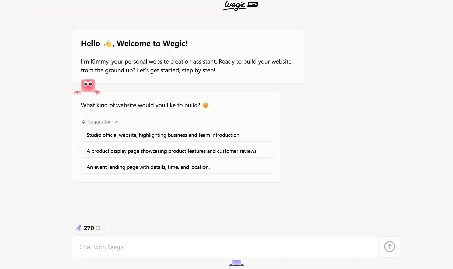 wegic's chat interface wegic's chat interface