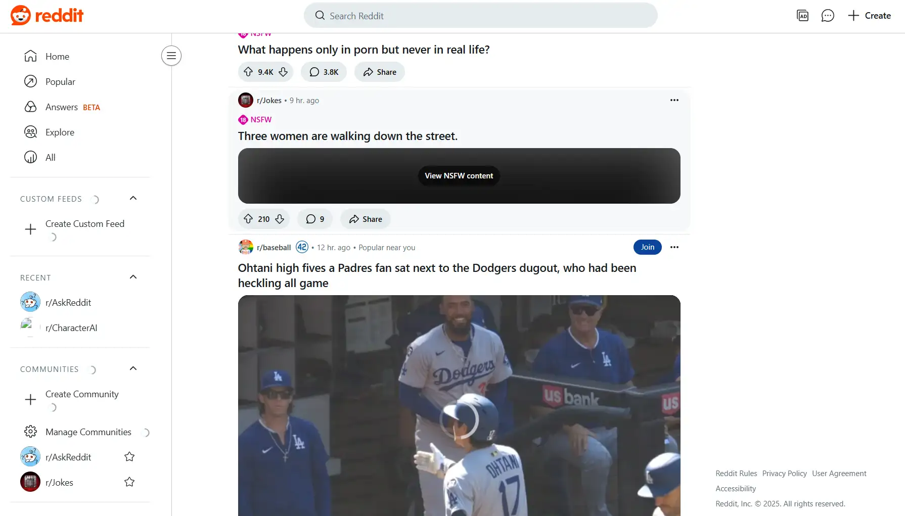 Reddit's homepage Reddit's homepage