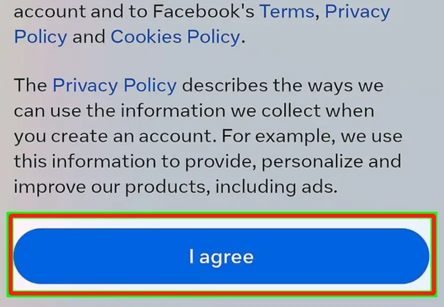 Agree to Facebook's Terms and Policies