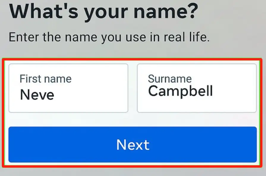 Enter your name and click "Next."