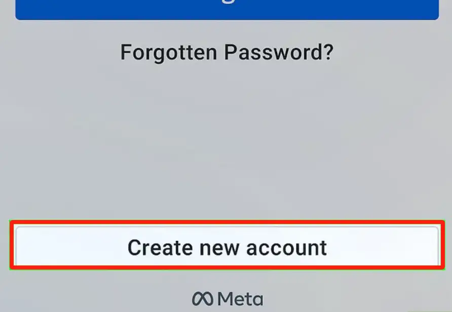 Open the Facebook app and tap on "Create a new account"
