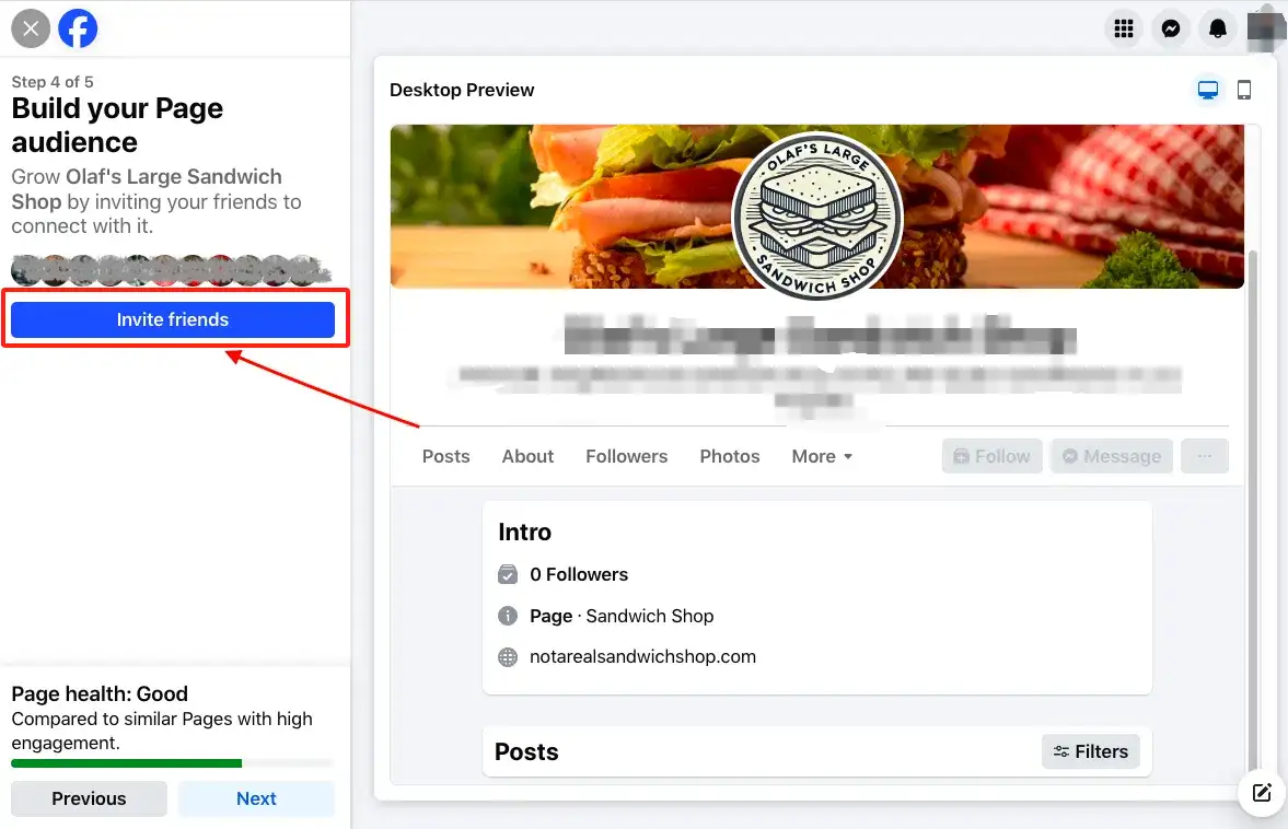 Invite friends on facebook
