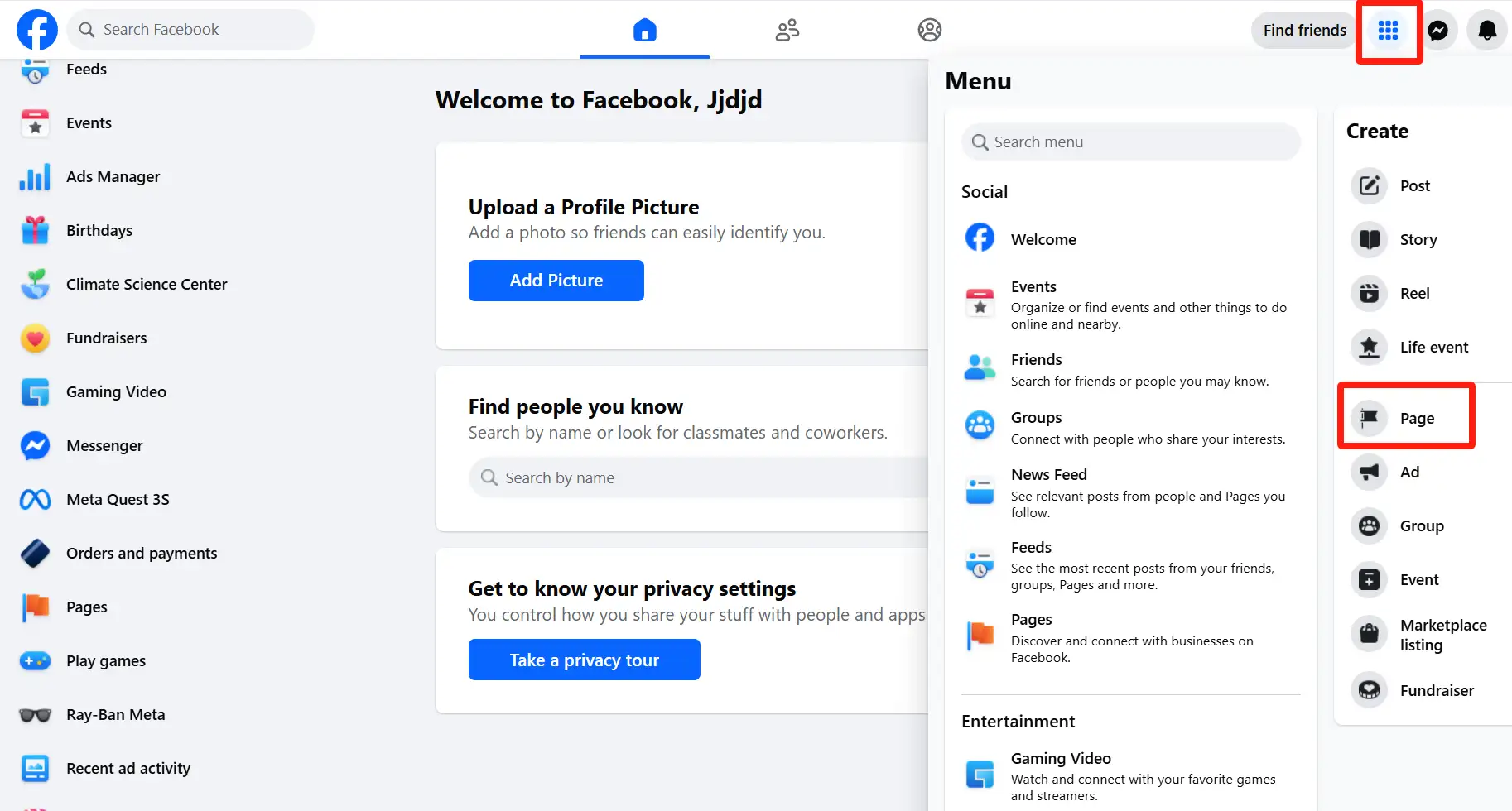 Create a personal profile on Facebook